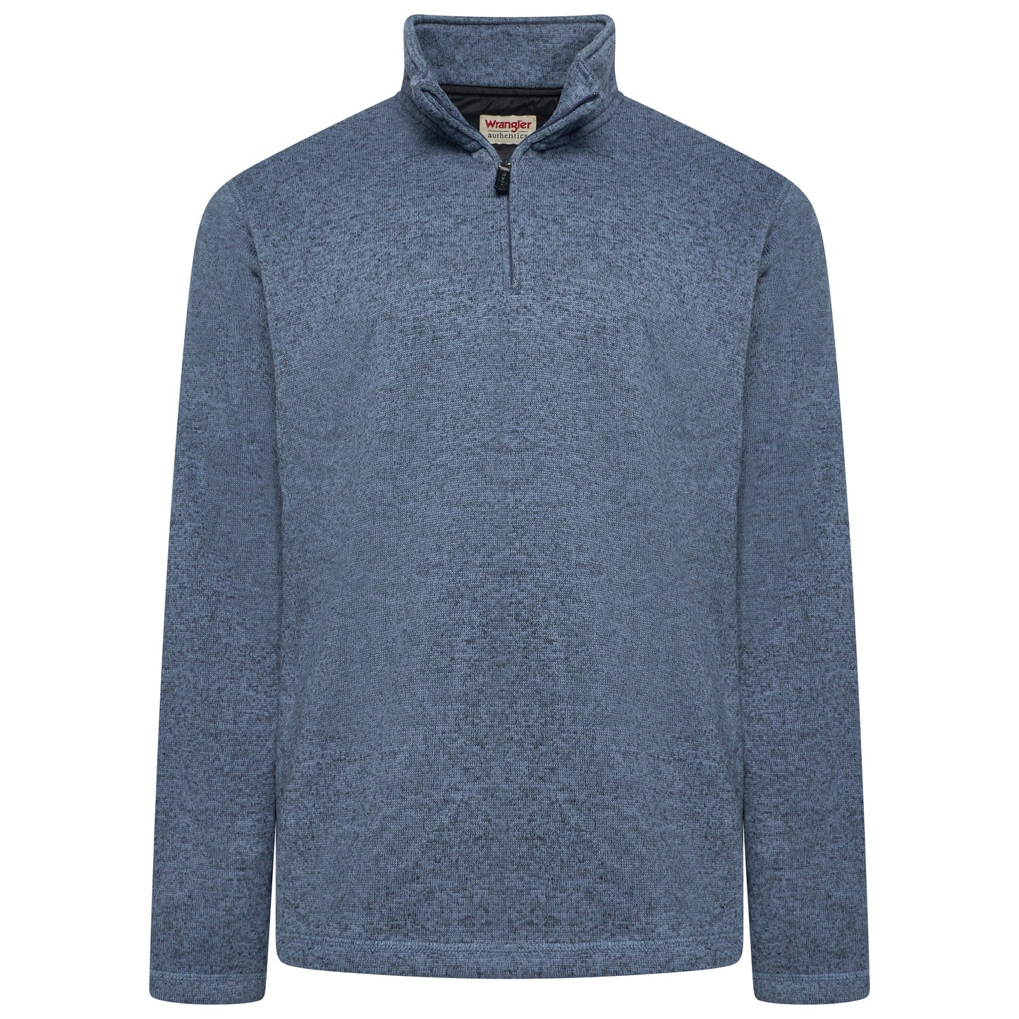 Wrangler Authentics Mens Quarter Zip Fleece Jumper Marl Pullover Top RRP: 45 - QHA UK