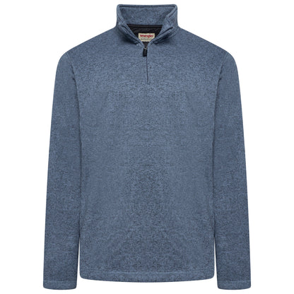 Wrangler Authentics Mens Quarter Zip Fleece Jumper Marl Pullover Top RRP: 45 - QHA UK