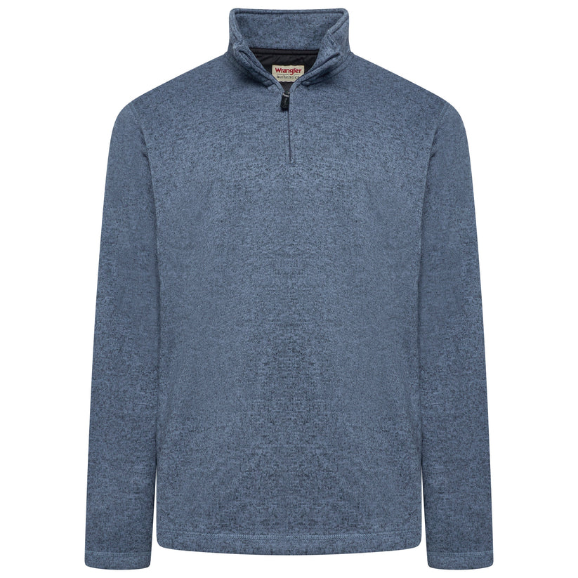 Wrangler Authentics Mens Quarter Zip Fleece Jumper Marl Pullover Top RRP: 45 - QHA UK