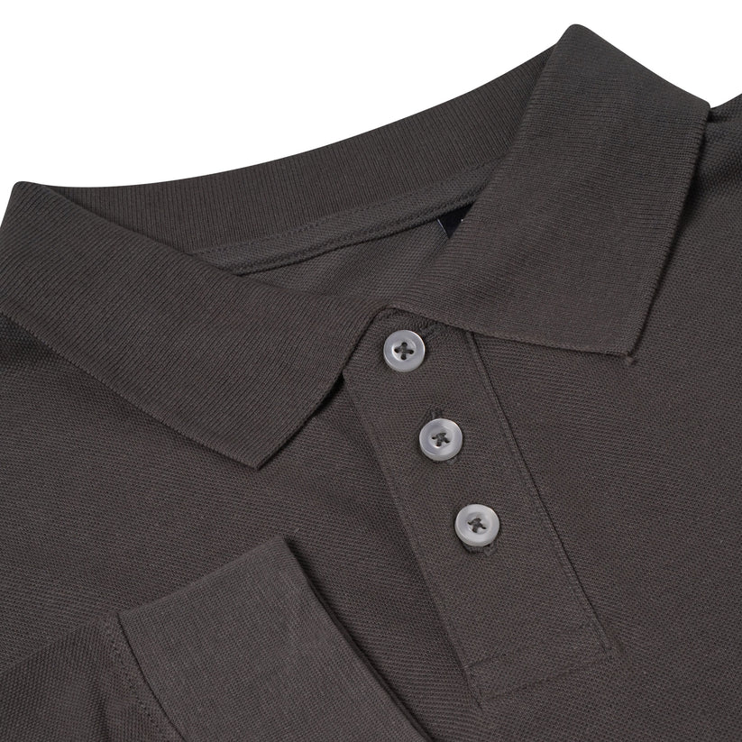Everett Wales Mens Cotton Pique Long Sleeve Polo Shirt Casual Regular Fit - QHA UK
