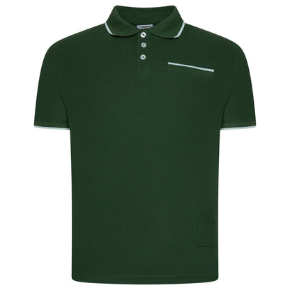 Evryone Mens Cotton Polo Shirt Contrast Tipped Short Sleeve Smart Casual Top - QHA UK