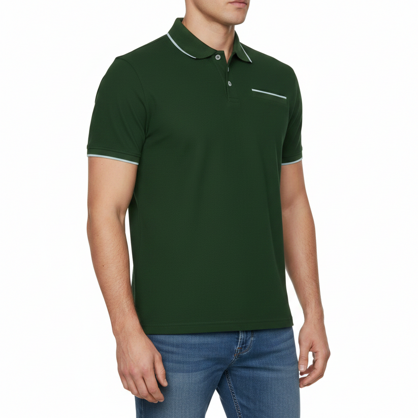 Evryone Mens Cotton Contrast Tipped Polo Shirt Short Sleeve S-2XL 6 Colours - additional view 5
