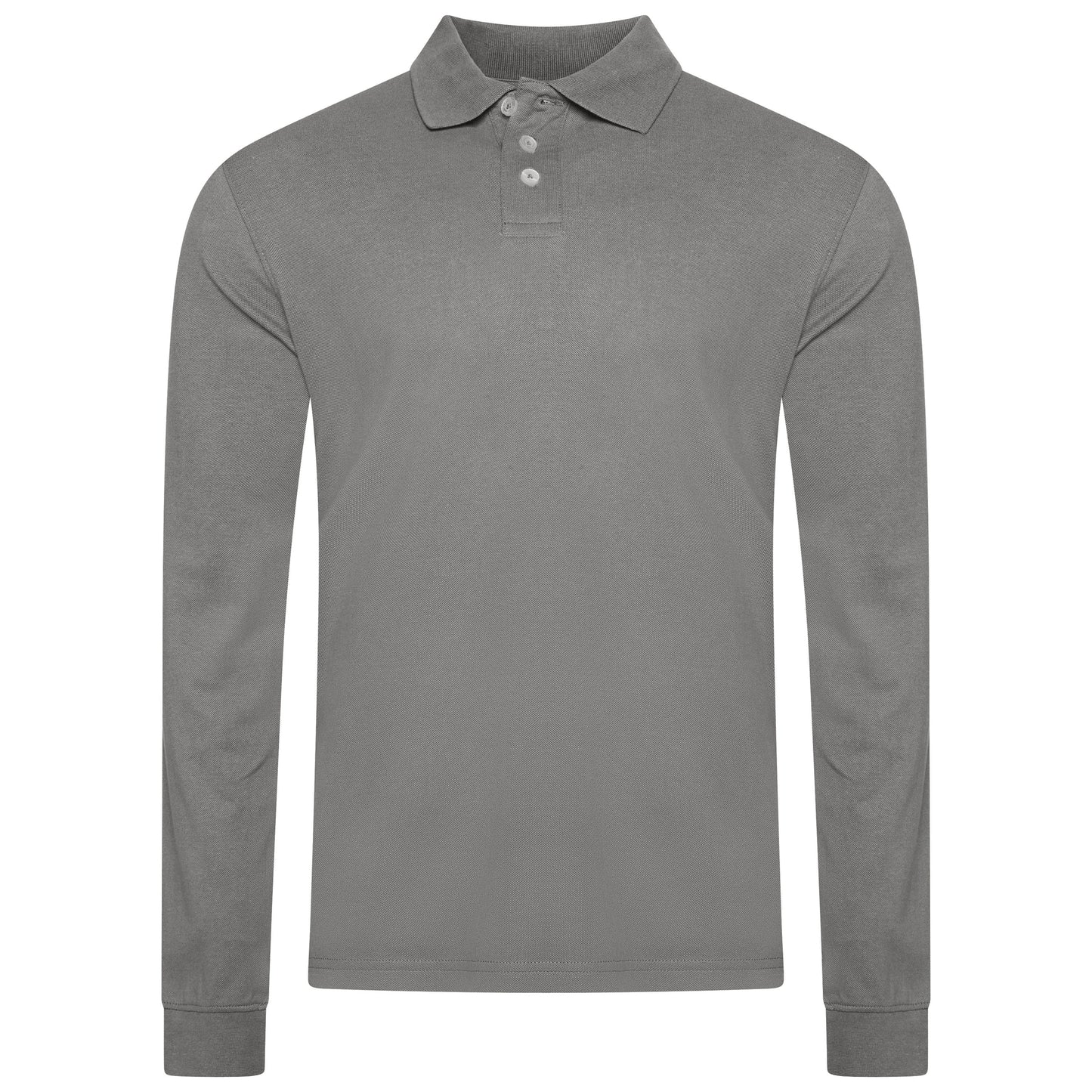 Evryone Mens Long Sleeve Pique Polo Shirt Cotton Regular Fit Casual Work Top - QHA UK