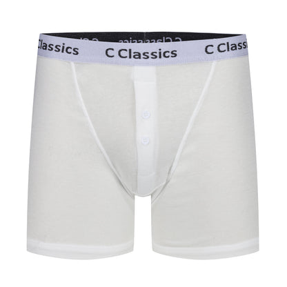 C Classics Mens 3 Pack Boxer Shorts Button Fly Cotton Rich Comfort Fit Underwear - QHA UK