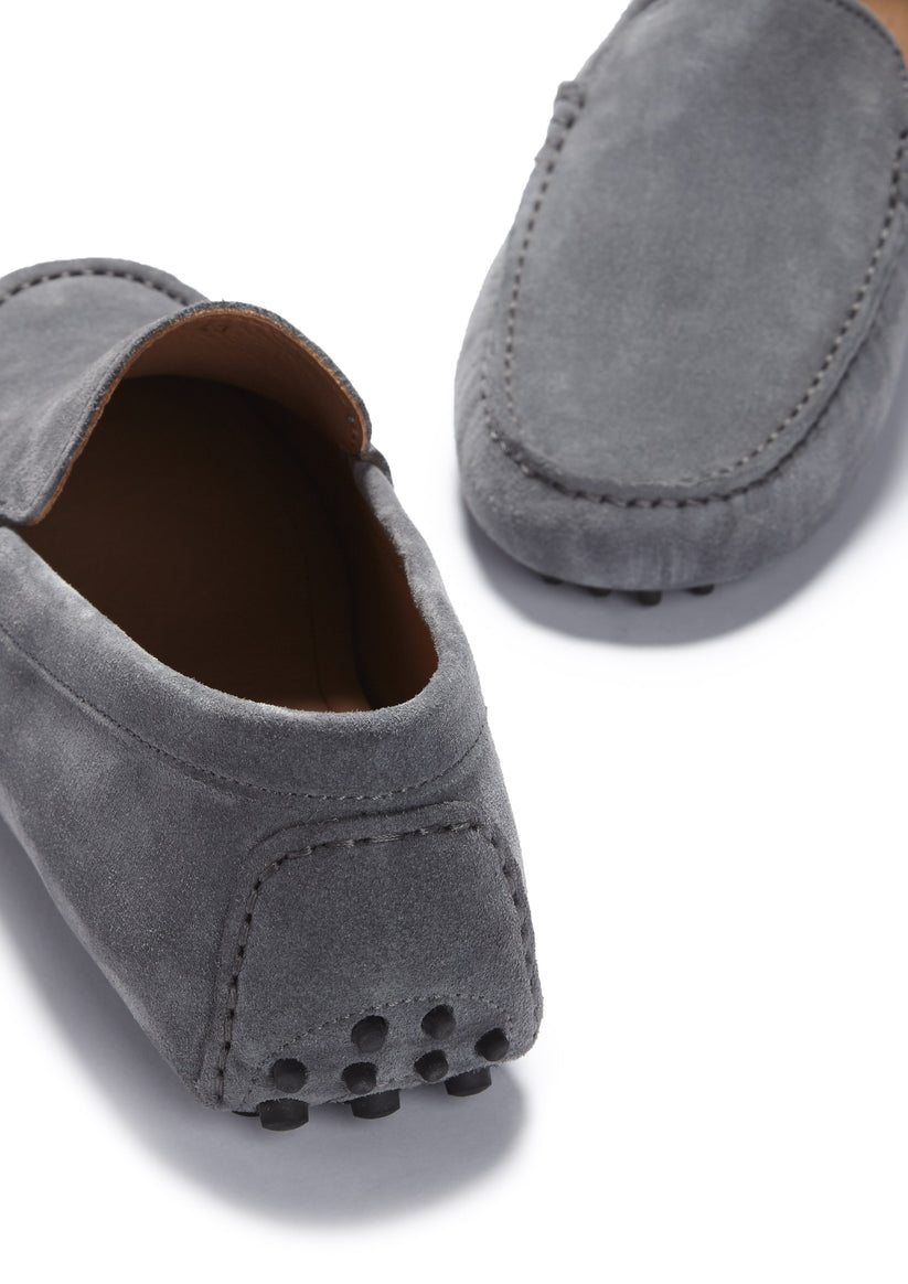 Mens Driving Loafers, slate grey suede - QHA UK