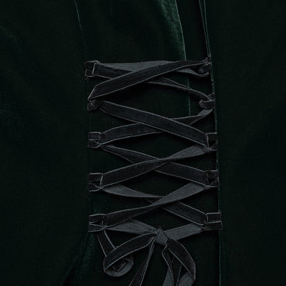 Punk Rave Aviara Dark Green Velvet Coat