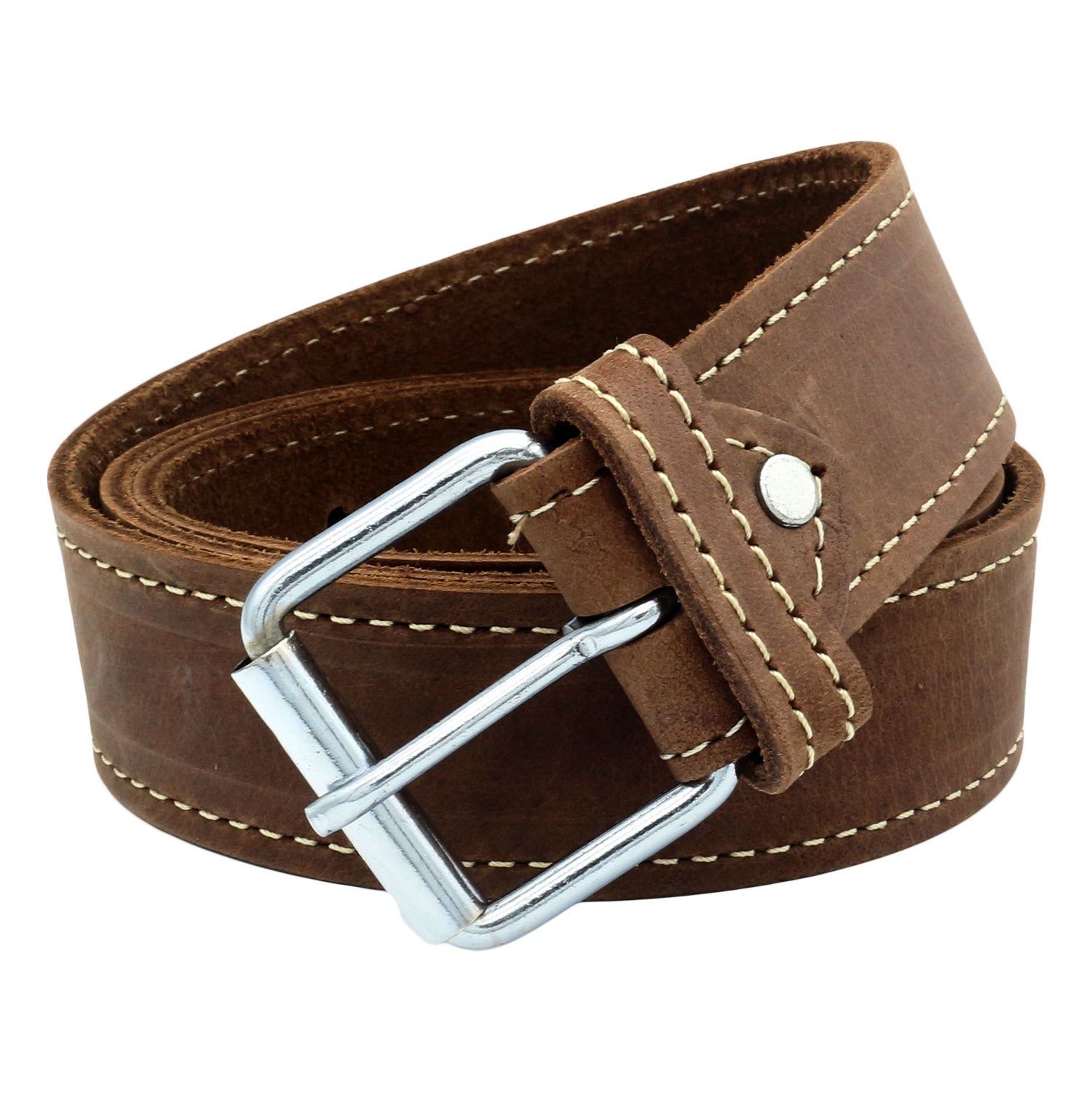 QHA Mens Real Leather Belt Full Grain Strap with Pin Buckle 38mm Wide Q24