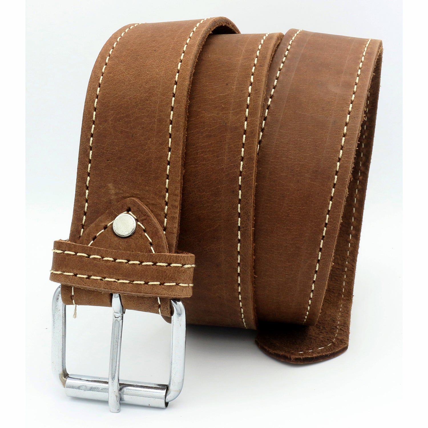 QHA Mens Real Leather Belt Full Grain Strap with Pin Buckle 38mm Wide Q24