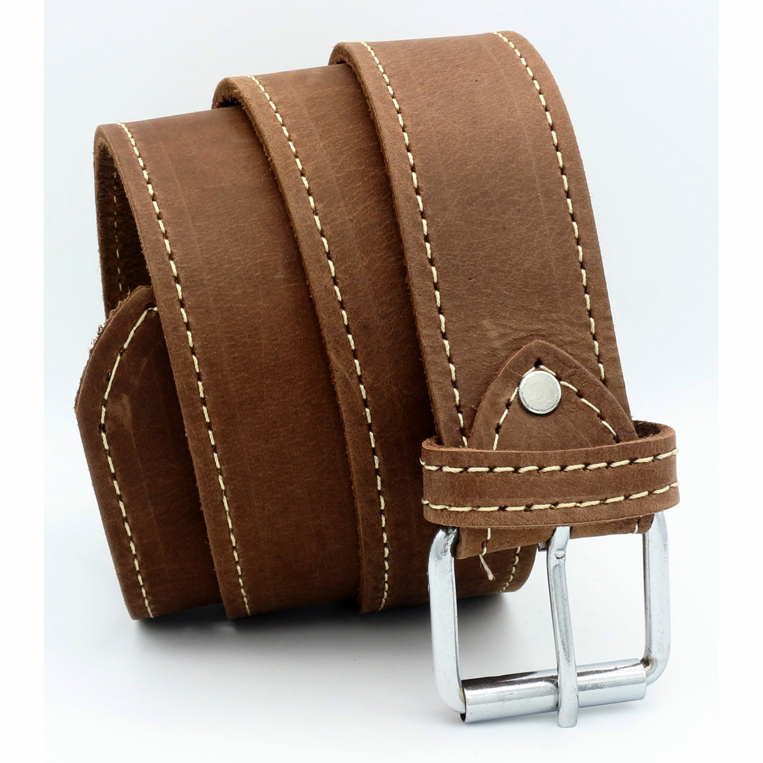 QHA Mens Real Leather Belt Full Grain Strap with Pin Buckle 38mm Wide Q24