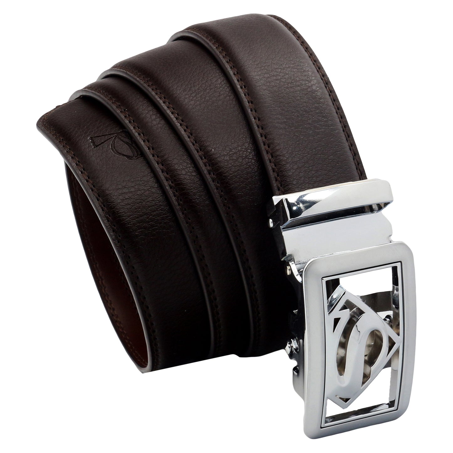 QHA Mens Superman Leather Belts Superhero Automatic Ratchet Belt Buckle Men Q07