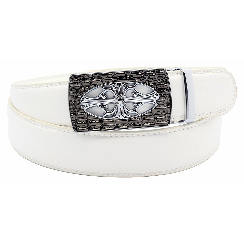 Ceinture à cliquet en cuir pour homme QHA avec boucle automatique croisée, largeur 35 mm, Q21