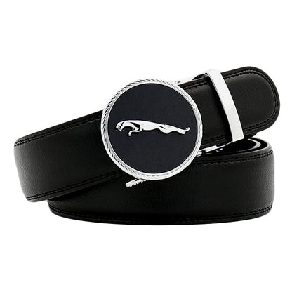 QHA Mens 35mm Ratchet Leather Belt Animal Automatic Sliding Buckle Q41 - QHA UK