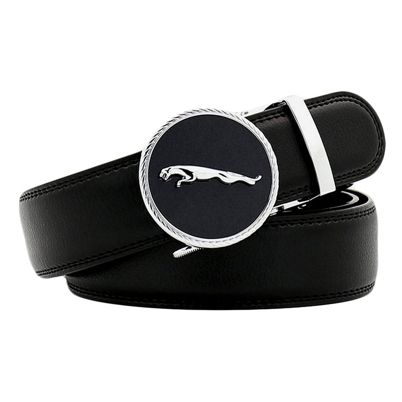 QHA Mens 35mm Ratchet Leather Belt Animal Automatic Sliding Buckle Q41 - QHA UK
