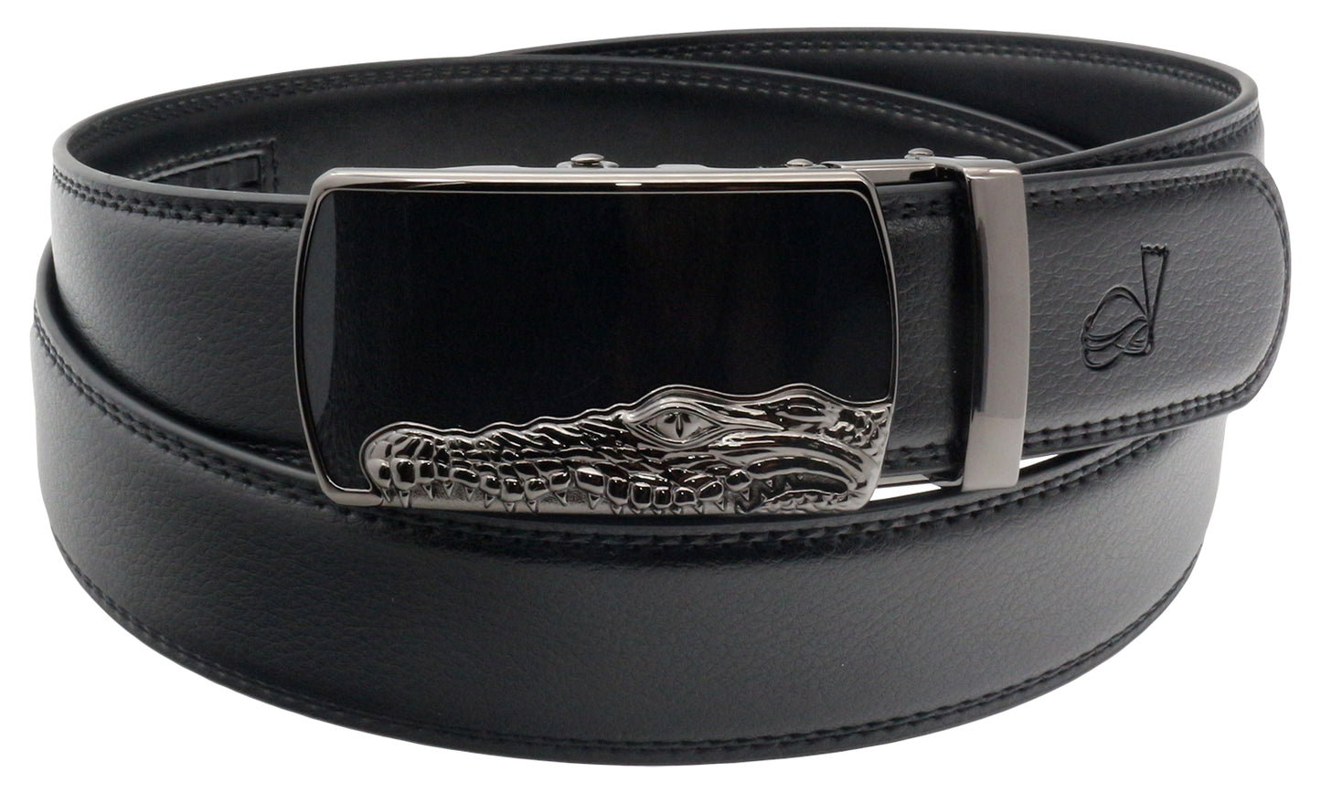 QHA Mens Ratchet Leather Belt Automatic Buckle 35mm Wide Q29