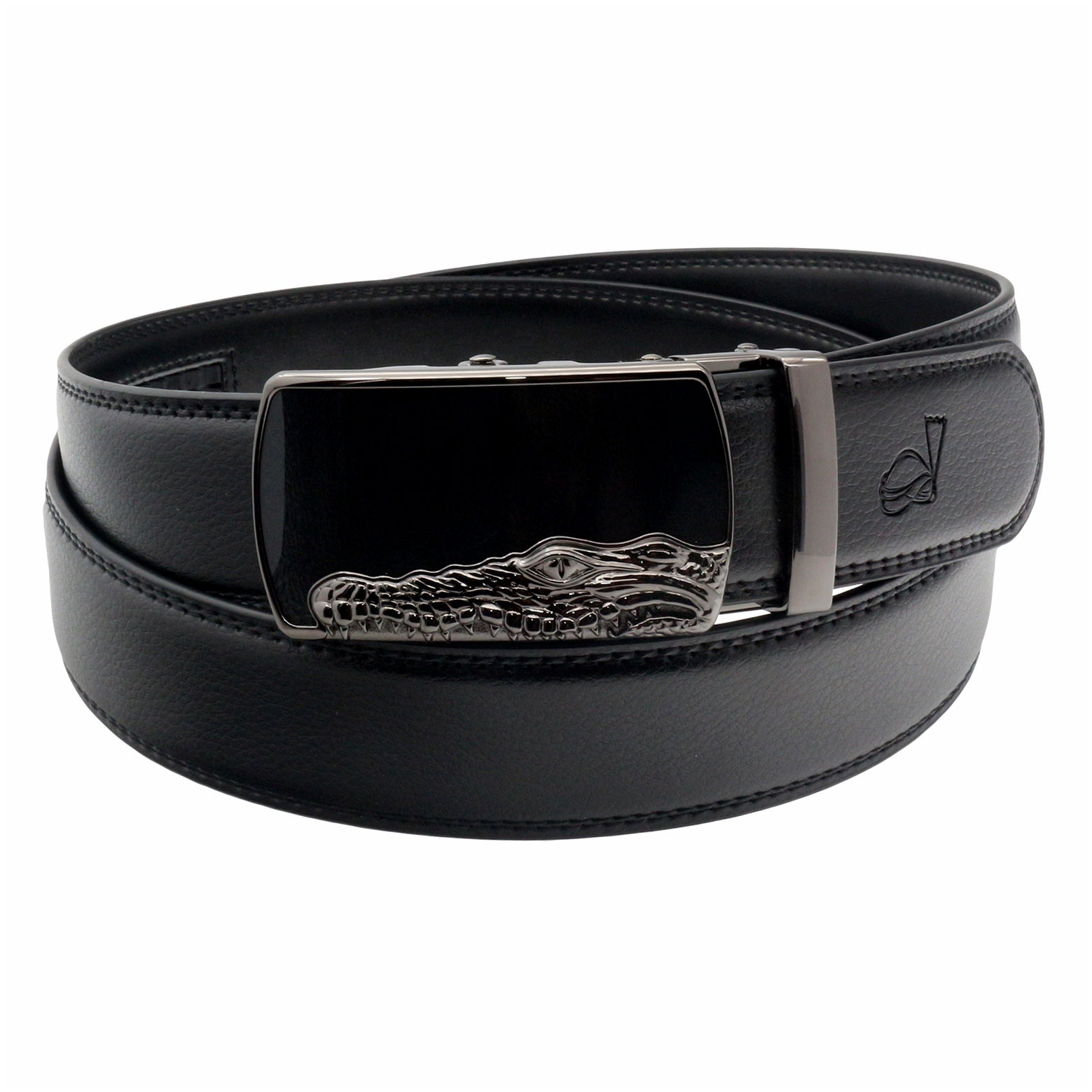 QHA Mens Ratchet Leather Belt Automatic Buckle 35mm Wide Q29