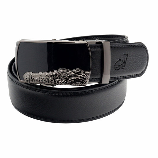QHA Mens Ratchet Leather Belt Automatic Buckle 35mm Wide Q29