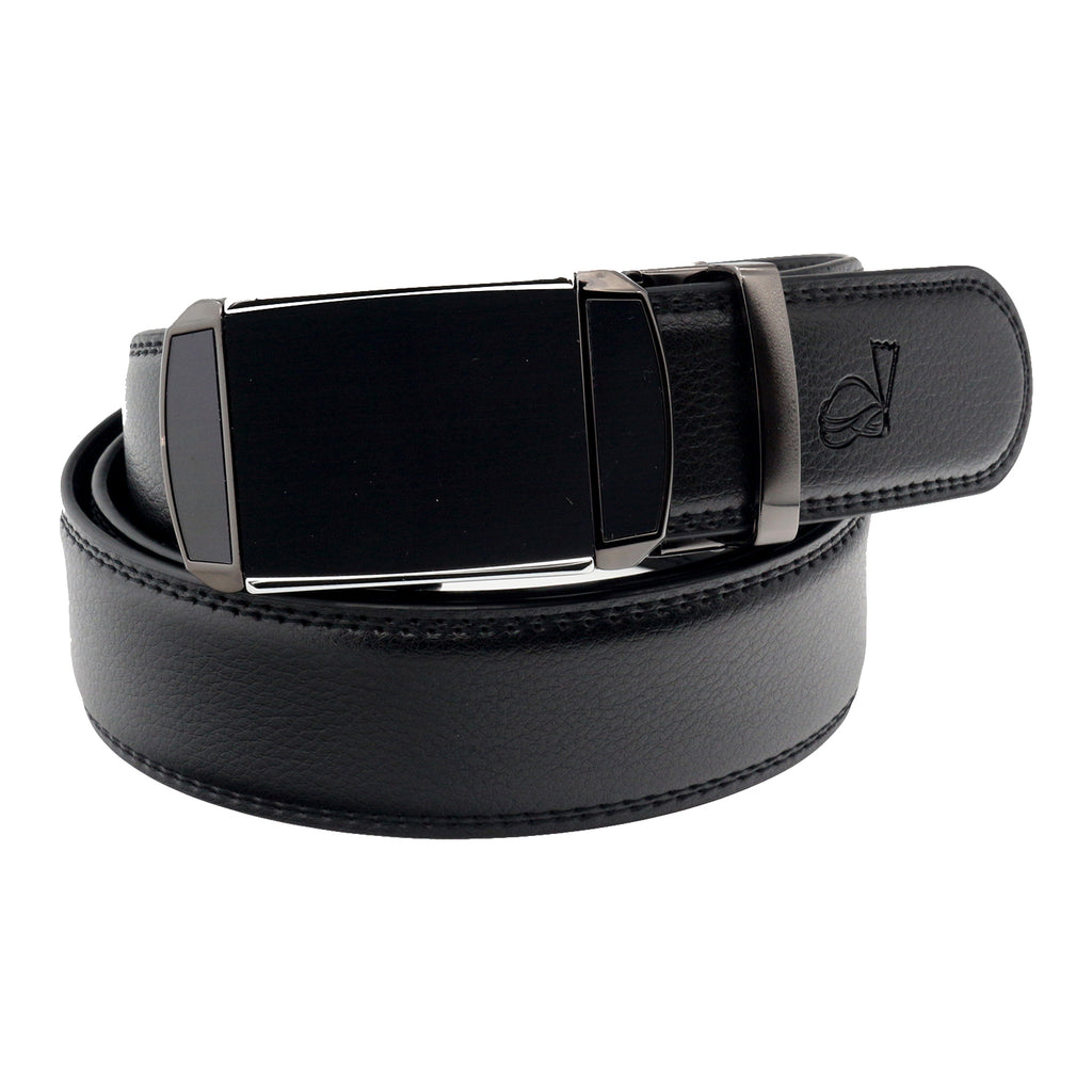 QHA Mens Ratchet Leather Belt Automatic Buckle 35mm Wide Q30