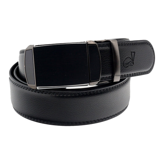 QHA Mens Ratchet Leather Belt Automatic Buckle 35mm Wide Q30