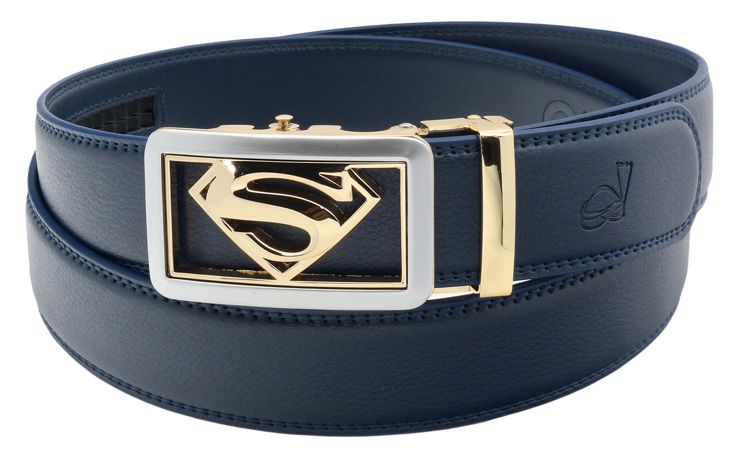 QHA Mens Superman Leather Belts Superhero Automatic Ratchet Belt Buckle Men Q07