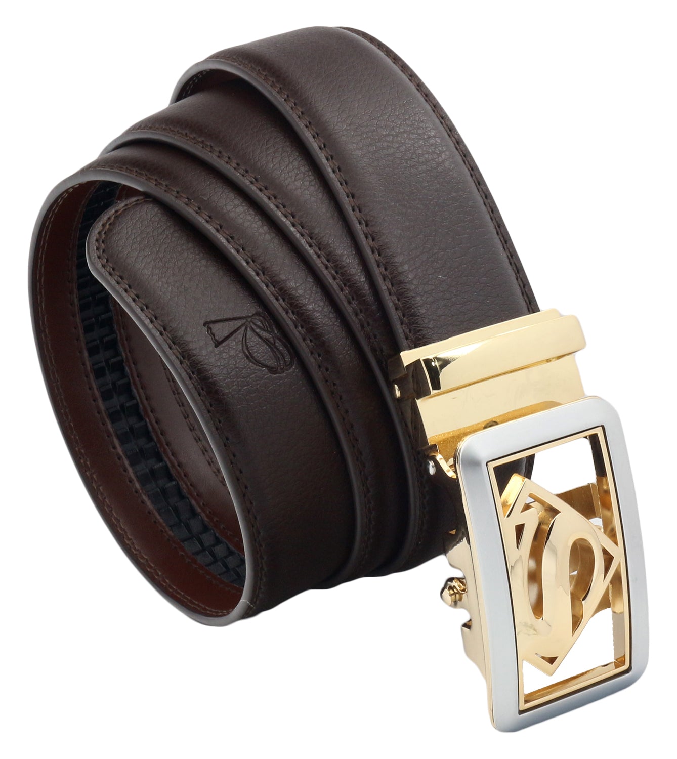 QHA Mens Superman Leather Belts Superhero Automatic Ratchet Belt Buckle Men Q07