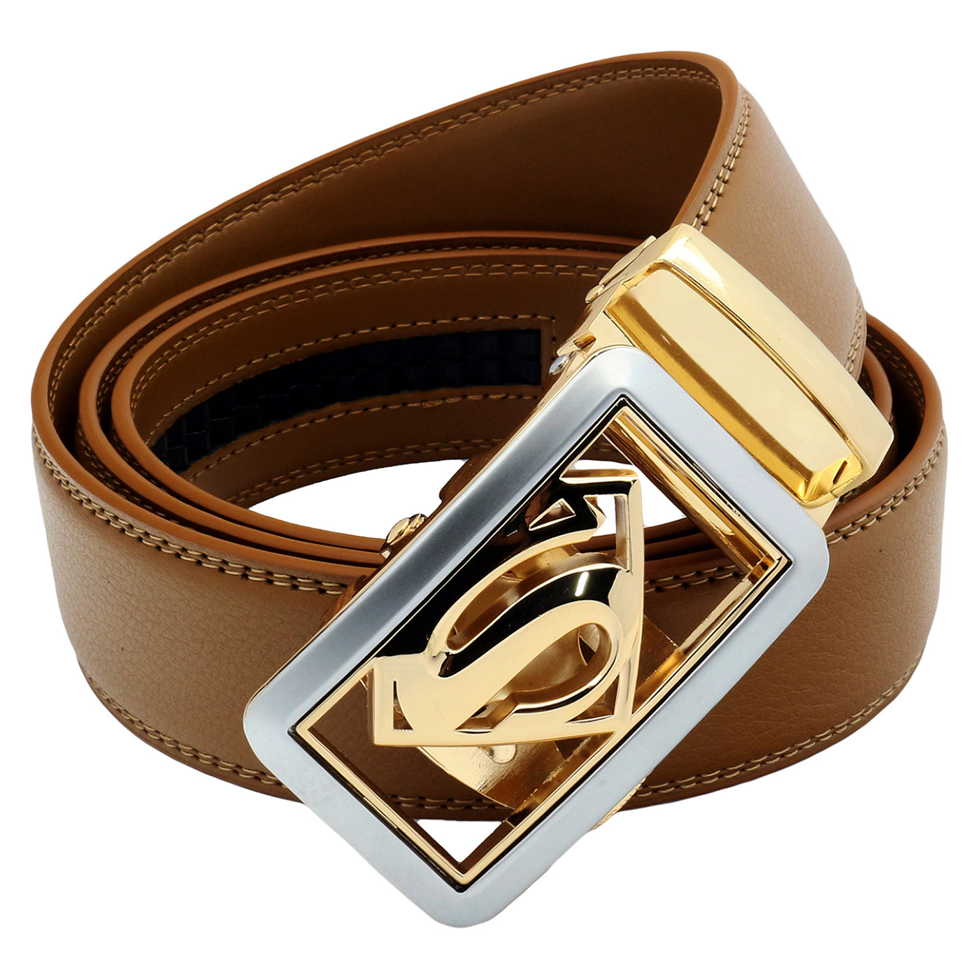 QHA Mens Superman Leather Belts Superhero Automatic Ratchet Belt Buckle Men Q07
