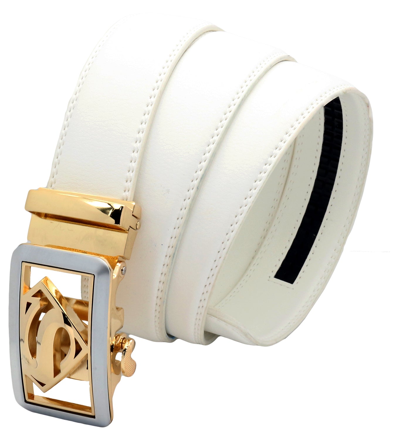 QHA Mens Superman Leather Belts Superhero Automatic Ratchet Belt Buckle Men Q07