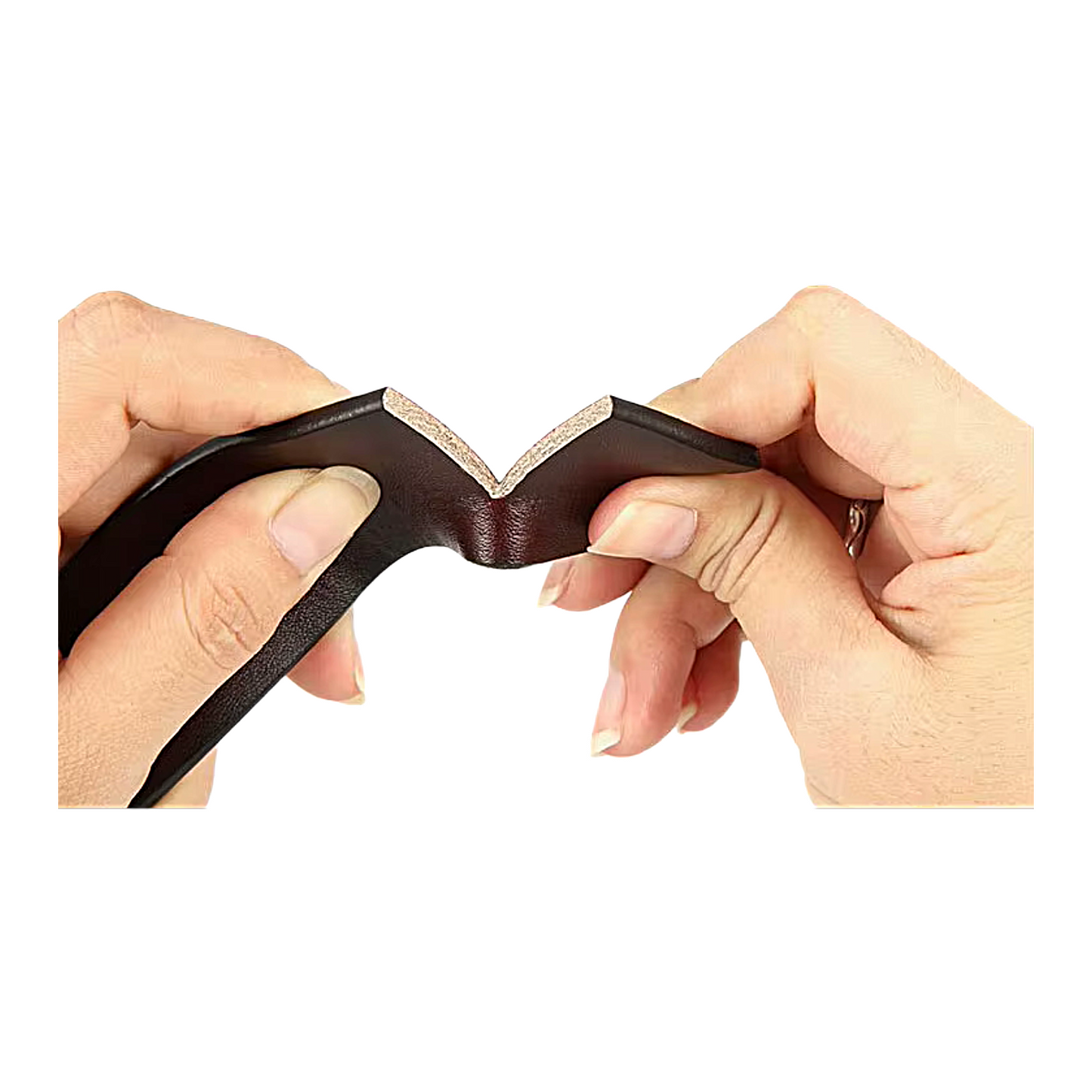 Mens Genuine Leather Ratchet Belt Strap 3.5cm No Buckle Black Brown - Buckle Detail - QHA UK