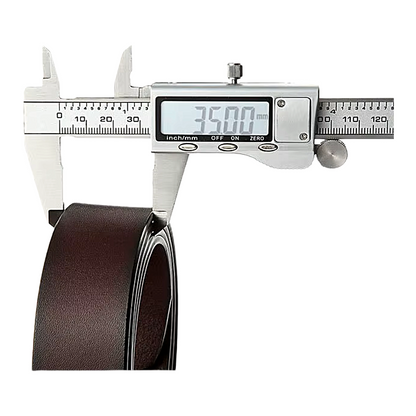 Mens Genuine Leather Ratchet Belt Strap 3.5cm No Buckle Black Brown - Buckle Detail - QHA UK