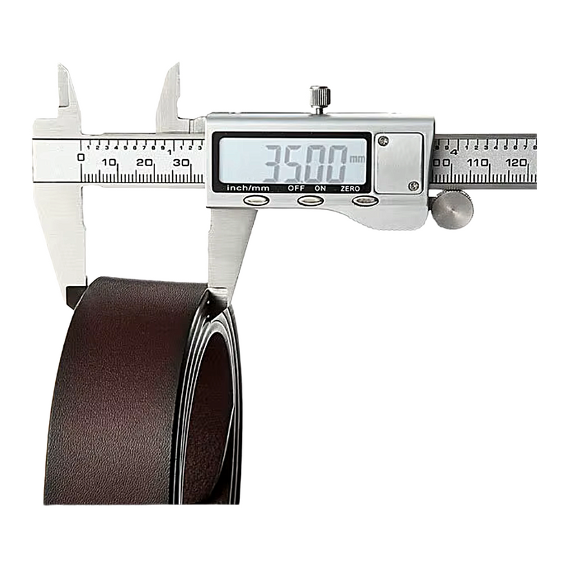 Mens Genuine Leather Ratchet Belt Strap 3.5cm No Buckle Black Brown - Buckle Detail - QHA UK