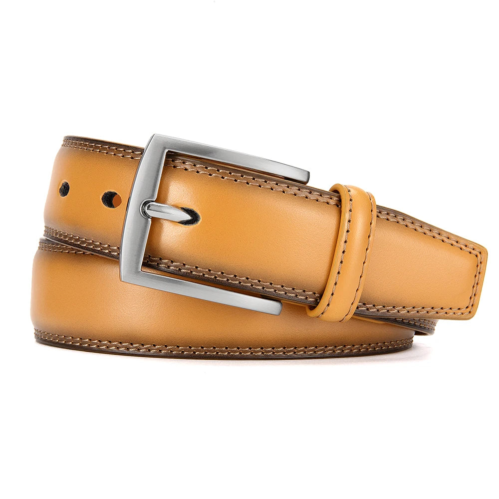Mens Genuine Leather Belt Plus Size 105–155cm Long Metal Pin Buckle 35 - Buckle Detail - QHA UK