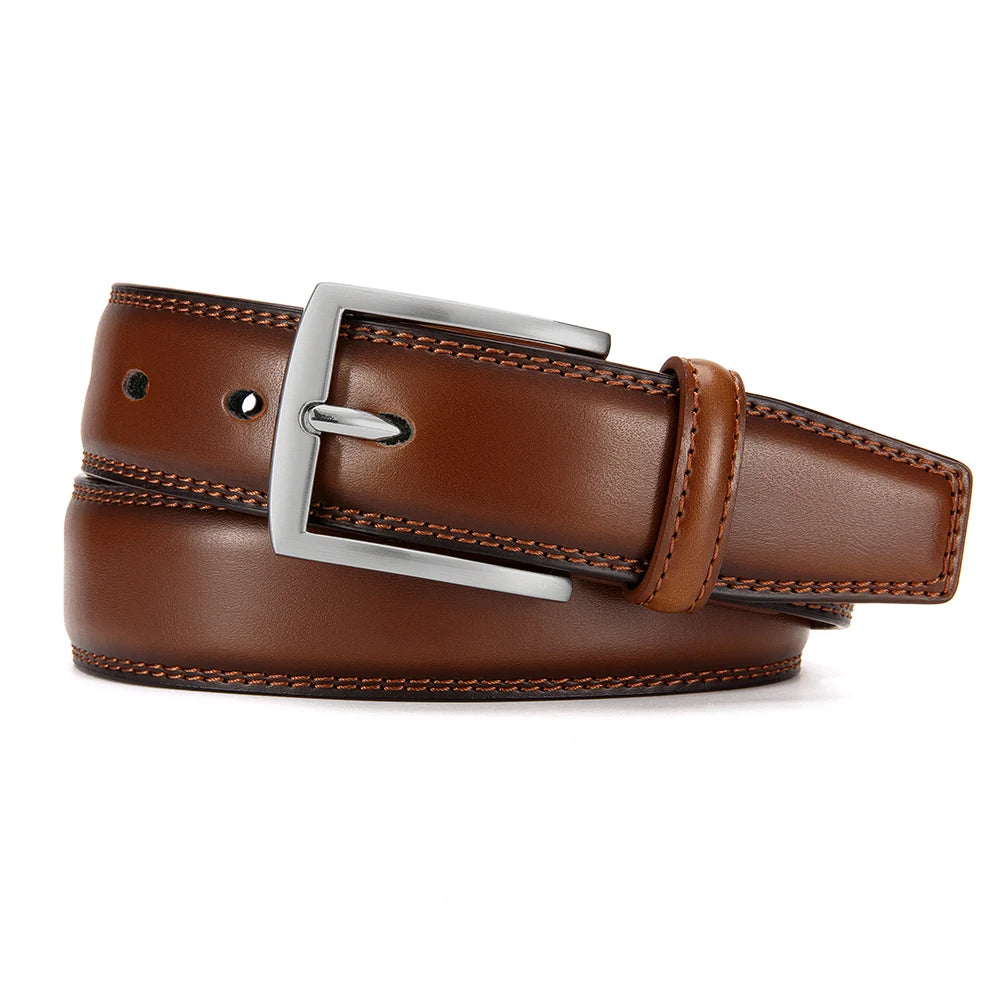 Mens Genuine Leather Belt Plus Size 105–155cm Long Metal Pin Buckle 35 - Buckle Detail - QHA UK