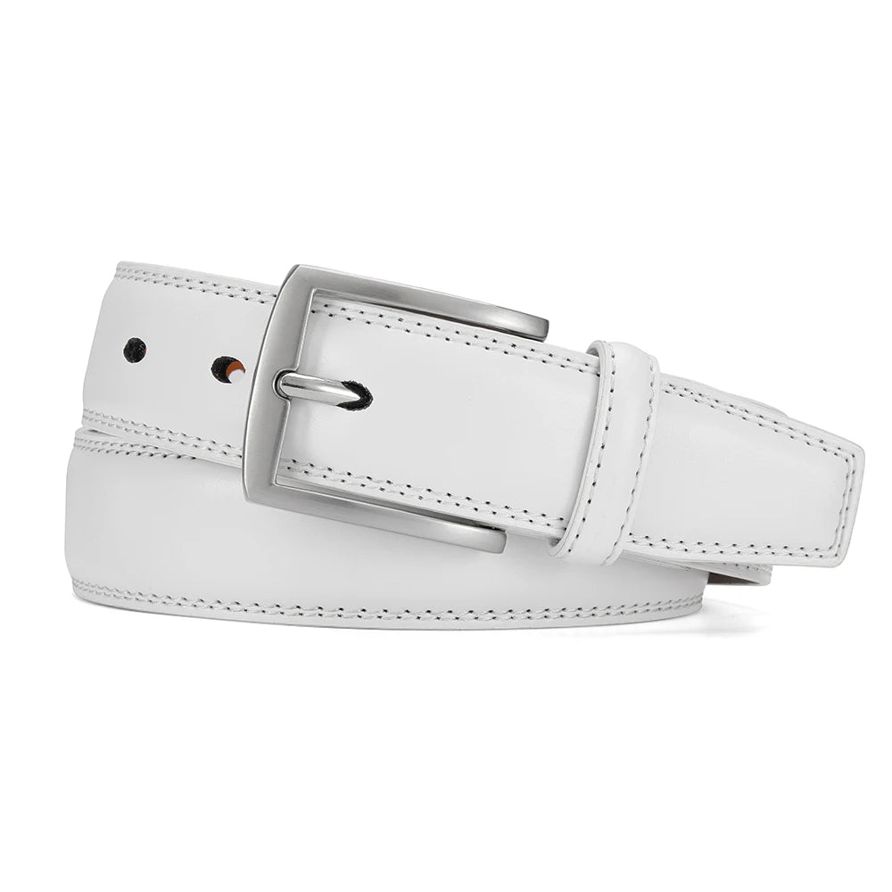 Mens Genuine Leather Belt Plus Size 105–155cm Long Metal Pin Buckle 35 - Buckle Detail - QHA UK