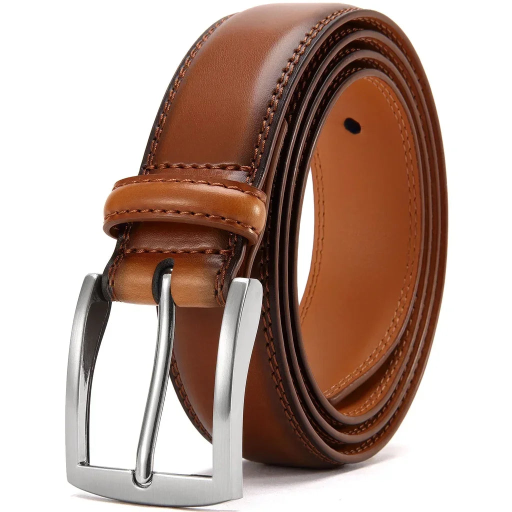 Mens Genuine Leather Belt Plus Size 105–155cm Long Metal Pin Buckle 35 - Buckle Detail - QHA UK