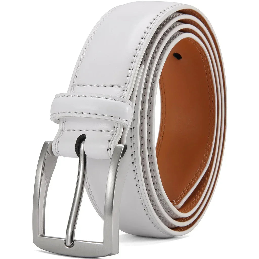 Mens Genuine Leather Belt Plus Size 105–155cm Long Metal Pin Buckle 35 - Buckle Detail - QHA UK