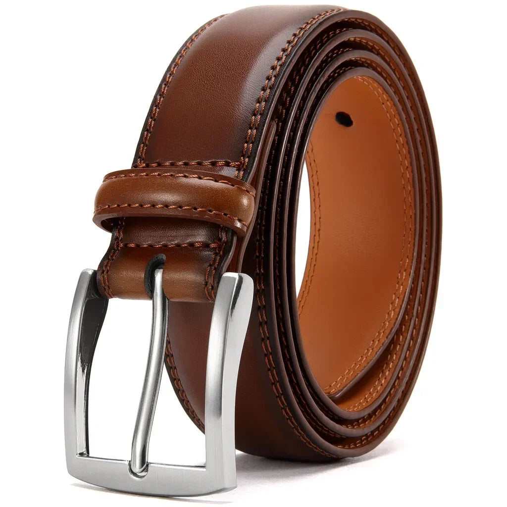 Mens Genuine Leather Belt Plus Size 105–155cm Long Metal Pin Buckle 35 - Buckle Detail - QHA UK