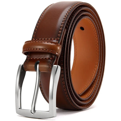 Mens Genuine Leather Belt Plus Size 105–155cm Long Metal Pin Buckle 35 - Buckle Detail - QHA UK