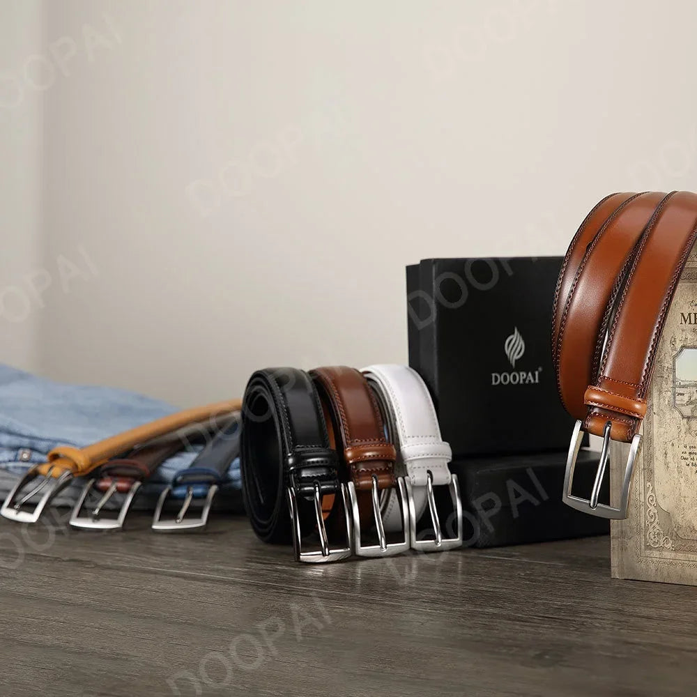 Mens Genuine Leather Belt Plus Size 105–155cm Long Metal Pin Buckle 35 - Buckle Detail - QHA UK