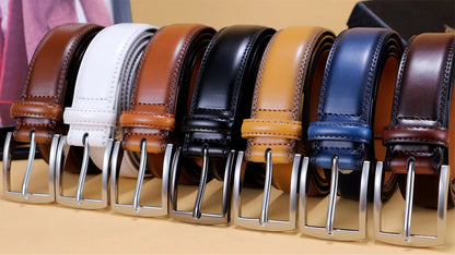 Mens Genuine Leather Belt Plus Size 105–155cm Long Metal Pin Buckle 35 - Buckle Detail - QHA UK