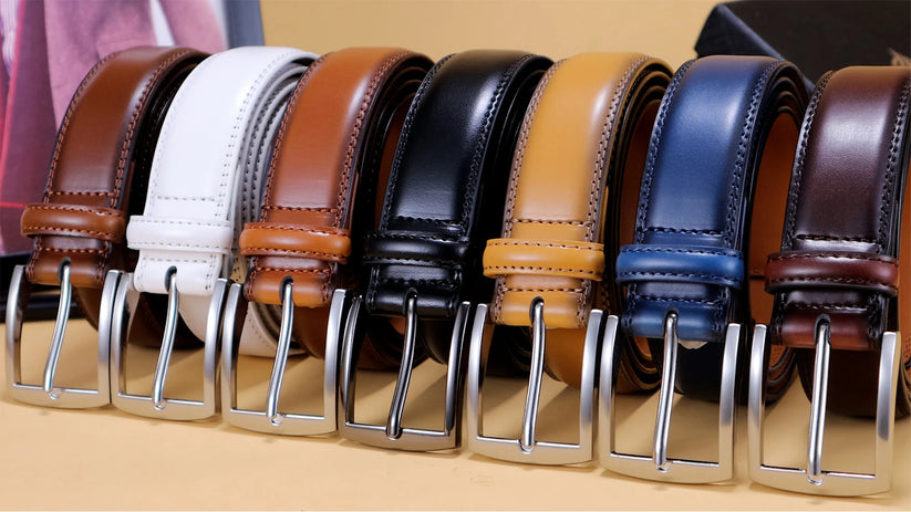 Mens Genuine Leather Belt Plus Size 105–155cm Long Metal Pin Buckle 35 - Buckle Detail - QHA UK