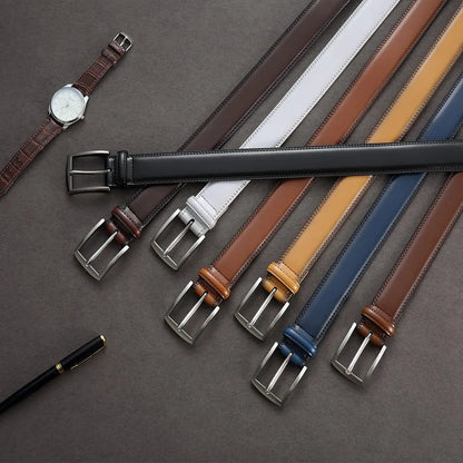 Mens Genuine Leather Belt Plus Size 105–155cm Long Metal Pin Buckle 35 - Buckle Detail - QHA UK