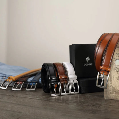 Mens Genuine Leather Belt Plus Size 105–155cm Long Metal Pin Buckle 35 - Buckle Detail - QHA UK