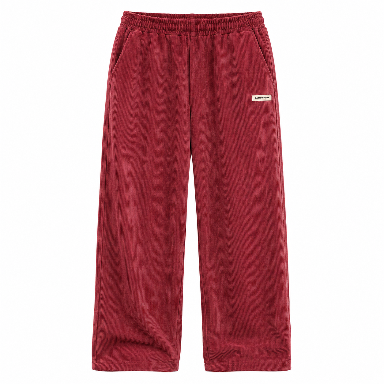 Mens Corduroy Trousers Elastic Waist Straight Leg Casual Cord Pants UK - Waistband Detail - QHA UK