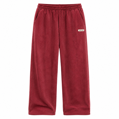 Mens Corduroy Trousers Elastic Waist Straight Leg Casual Cord Pants UK - Waistband Detail - QHA UK