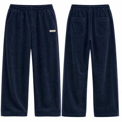 Mens Corduroy Trousers Elastic Waist Straight Leg Casual Cord Pants UK - Waistband Detail - QHA UK