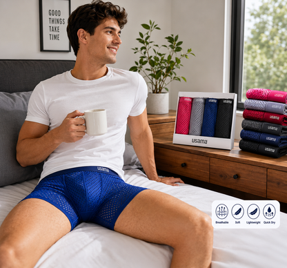 Mens Ice Silk Boxer Shorts Breathable Mesh Underwear Plus Size 4-Pack - QHA UK