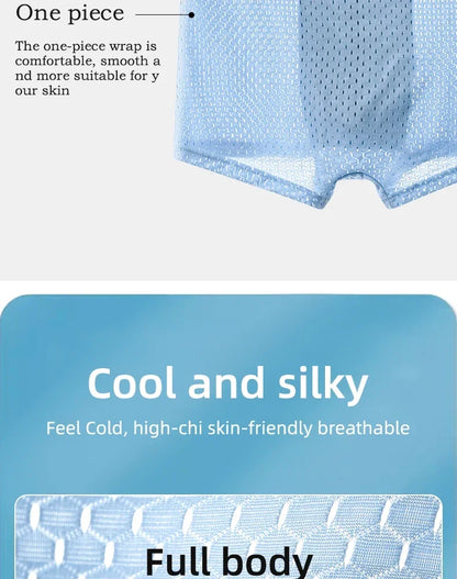 Mens Ice Silk Boxer Shorts Breathable Mesh Underwear Plus Size 4-Pack - QHA UK
