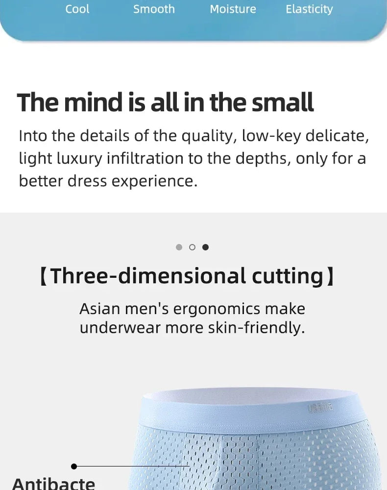 Mens Ice Silk Boxer Shorts Breathable Mesh Underwear Plus Size 4-Pack - QHA UK