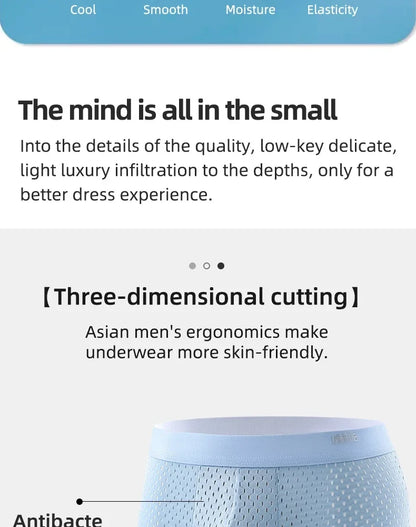 Mens Ice Silk Boxer Shorts Breathable Mesh Underwear Plus Size 4-Pack - QHA UK