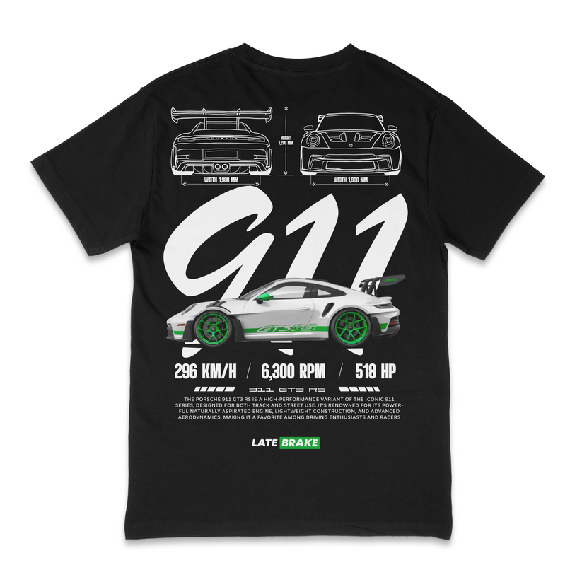 Late Brake 911 GT3 Wg Drivers Collective T-Shirt Cotton Car - QHA UK