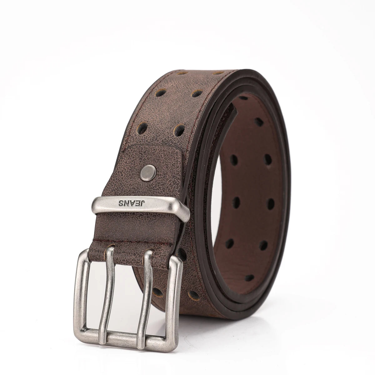 Unisex Western PU Leather Belt Retro Cowboy Buckle Jeans Waist Black B - Buckle Detail - QHA UK